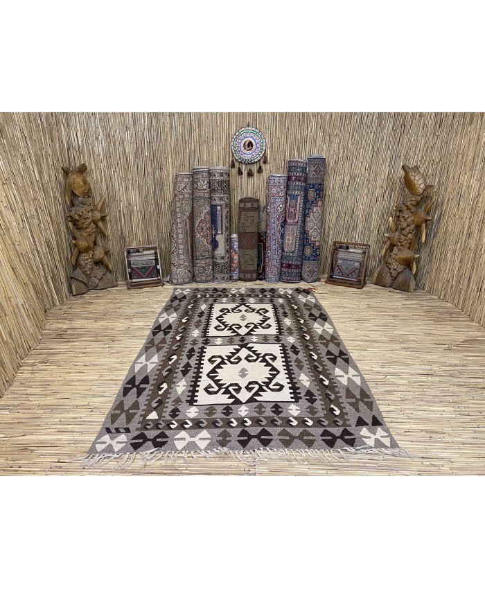 Handmade Turkish Kayseri Nomadic Original  Wool on Wool Kilim – FREE SHIPPING..!